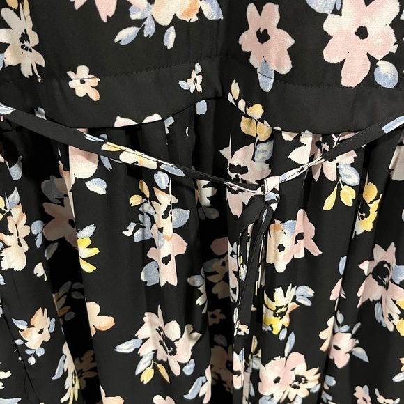 Xhilaration Black Floral Mini Dress Medium Cottagecore Coquette Romantic - Picture 6 of 8